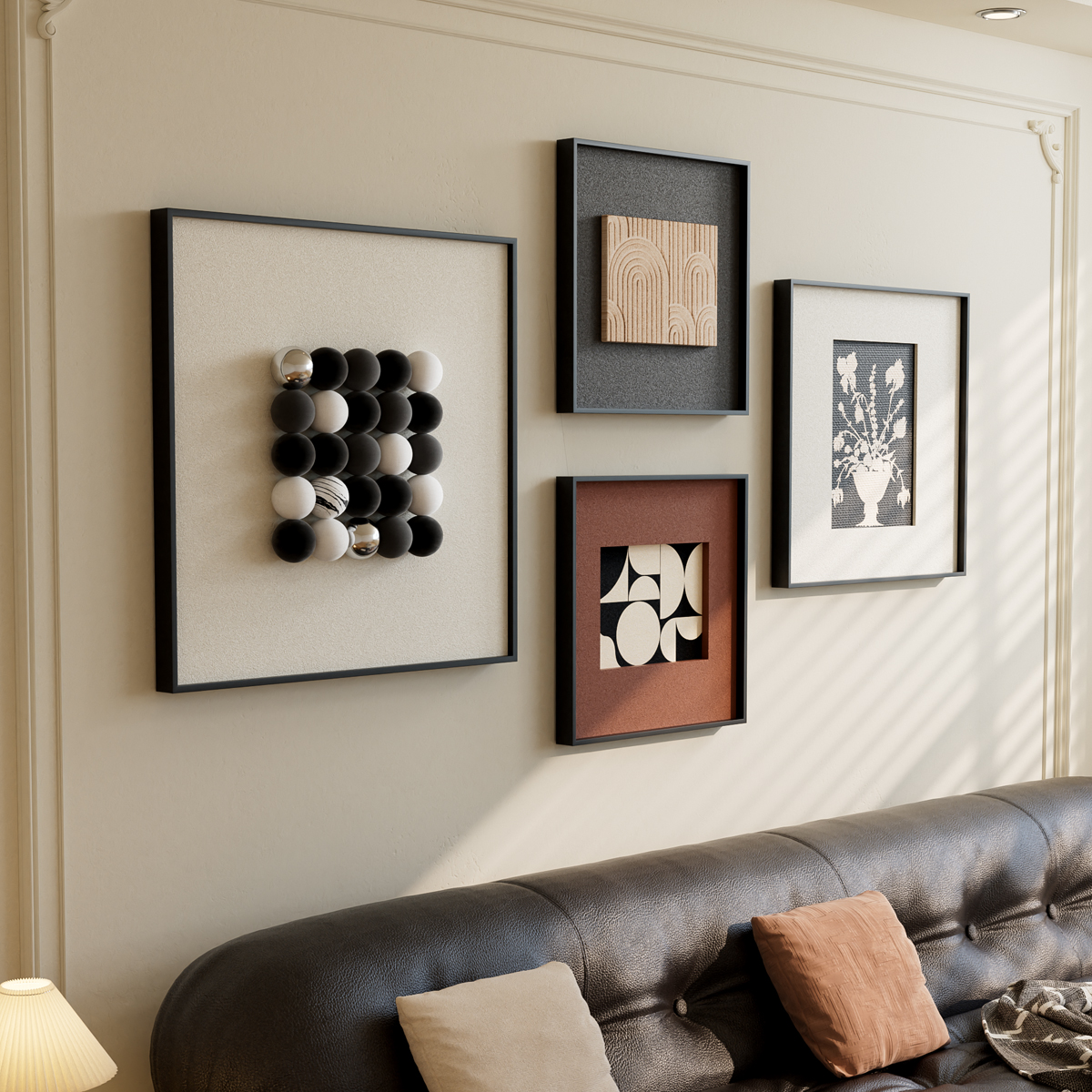 中古风立体砂岩客厅装饰画高级感沙发背景墙挂画意式极简餐厅壁画