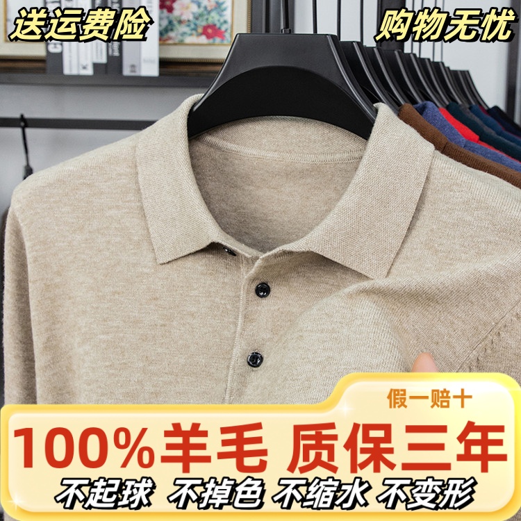 550克重【鄂尔多斯市产羊毛】冬季加厚保暖针织羊毛衫打底衫polo领