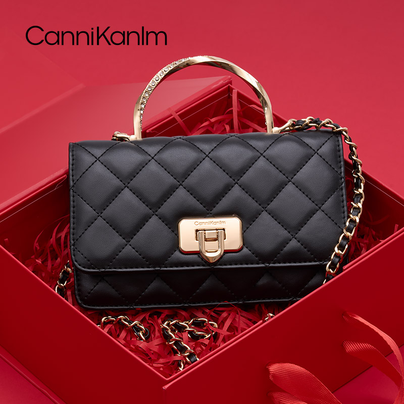 CanniKanlm官方正品真皮单肩斜挎小方包女高级生日礼物送老婆女友
