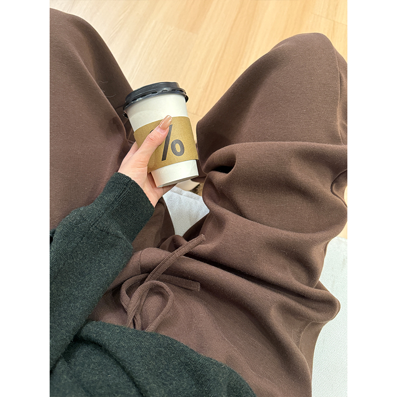 孕妇裤子秋冬季外穿2025新款休闲慵懒阔腿裤宽松加绒加厚拖地长裤