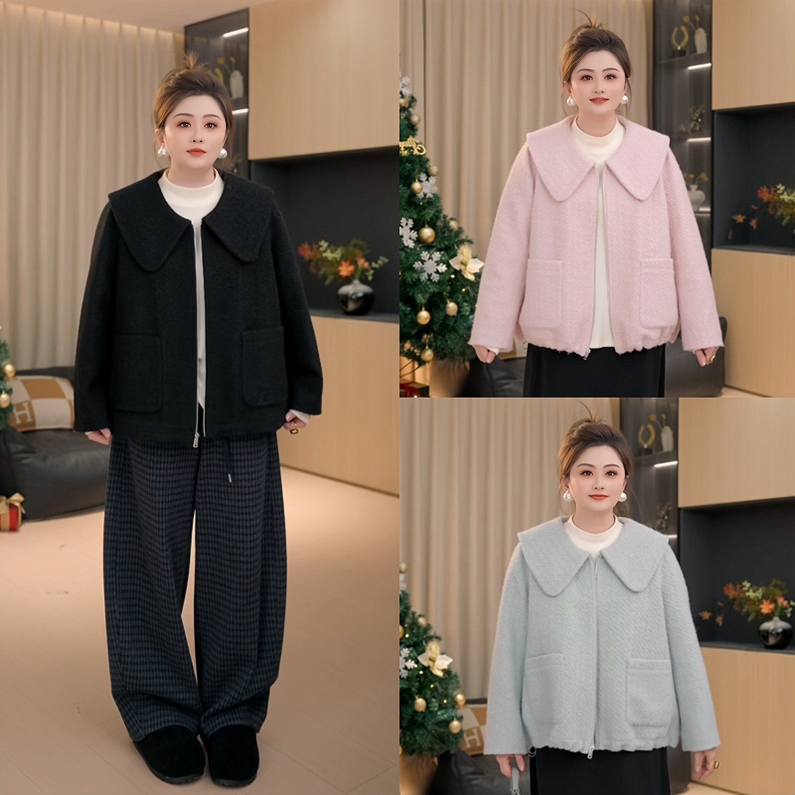 【胖佳佳】蜜桃乌龙 冬季高品质减龄加厚夹棉小香外套H625T17896