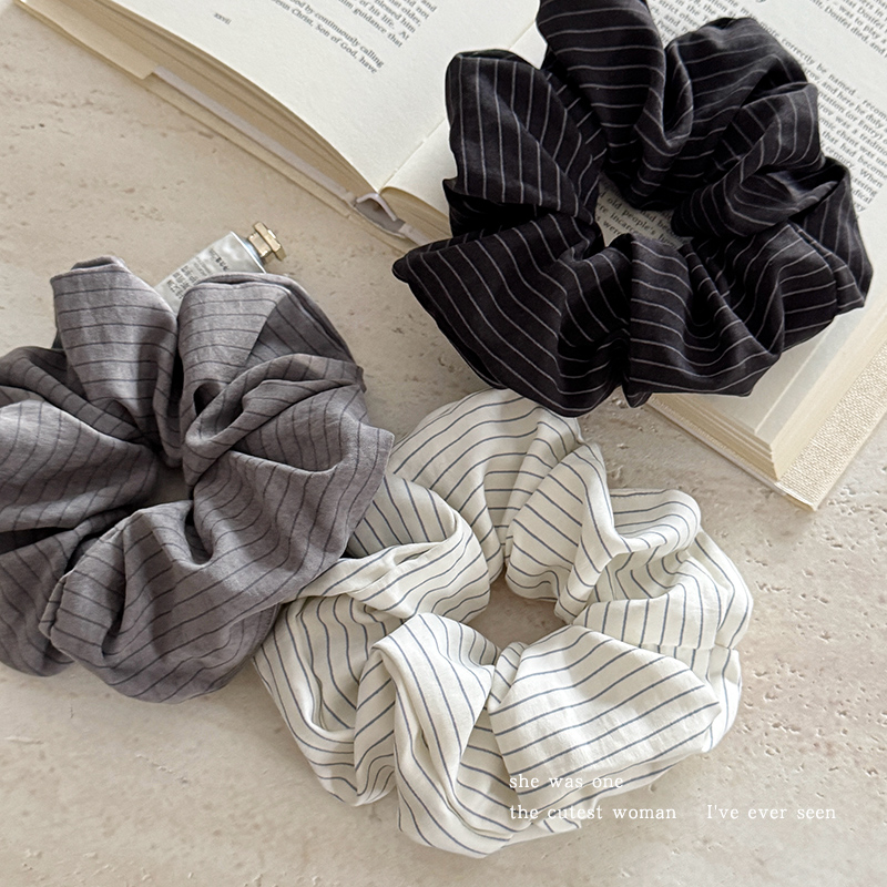 简约条纹大肠发圈女软糯不伤发头绳时尚百搭发绳扎马尾橡皮筋头花