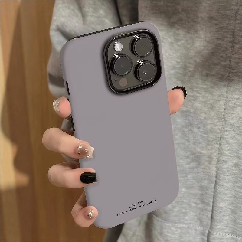 纯色葡萄紫英文二合一适用iPhone17Promax菲林16/15手机壳14防摔