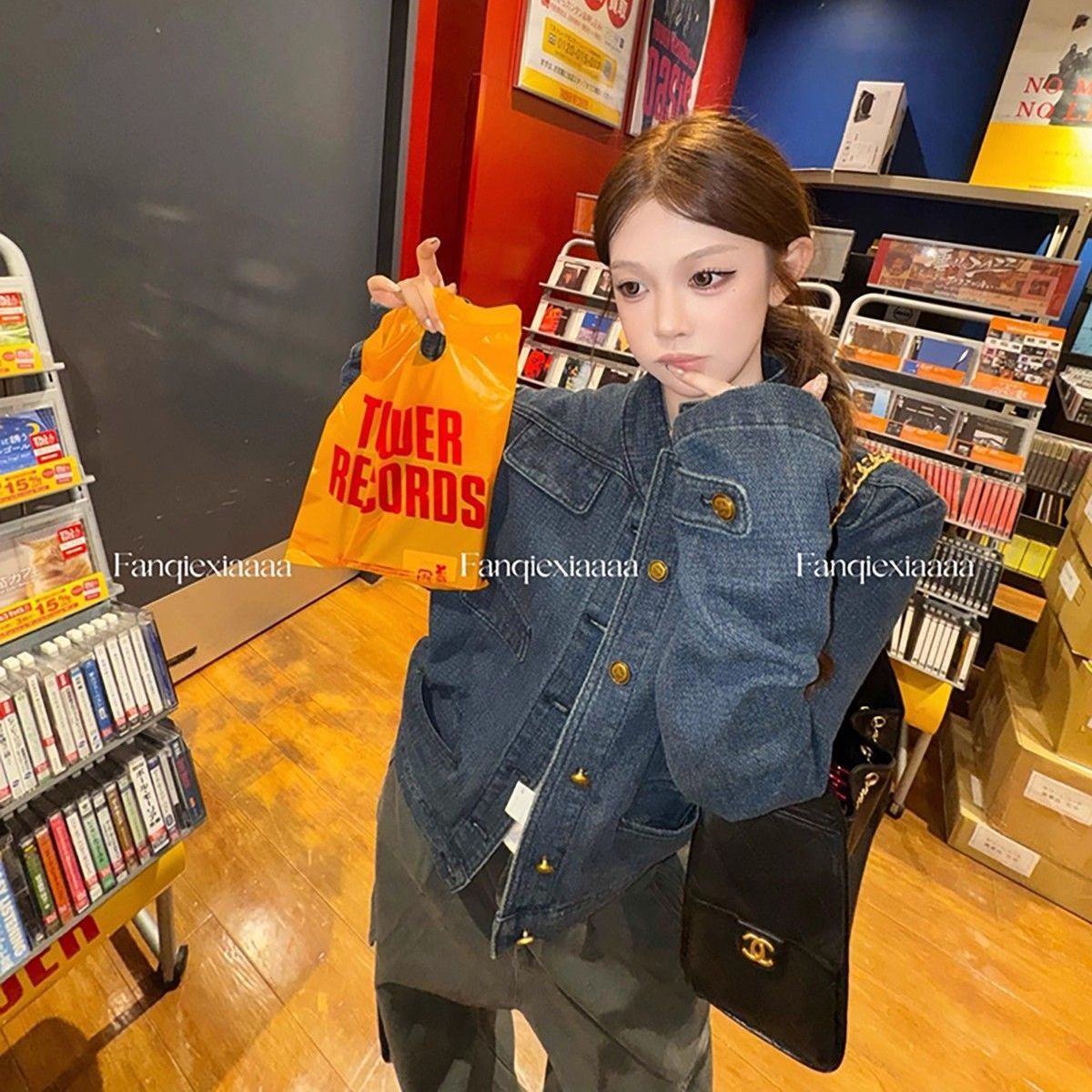 复古牛仔外套女秋季2025新款中古立领正肩宽松百搭牛仔外套上衣潮