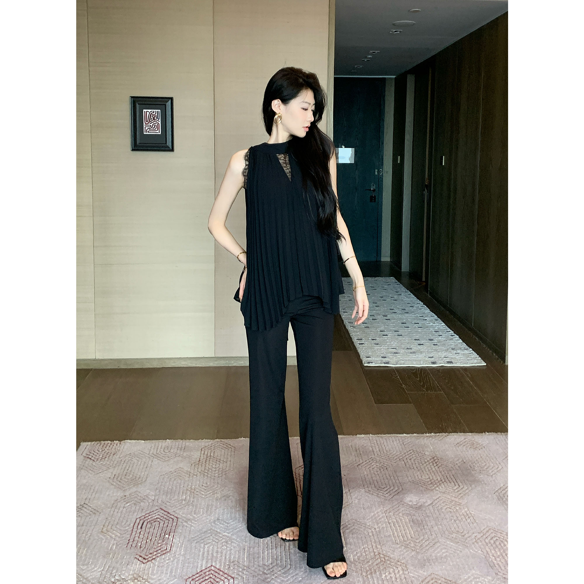 JIJINQI时尚显瘦高腰休闲百搭复古薄款垂感直筒休闲裤JD06KZXL835