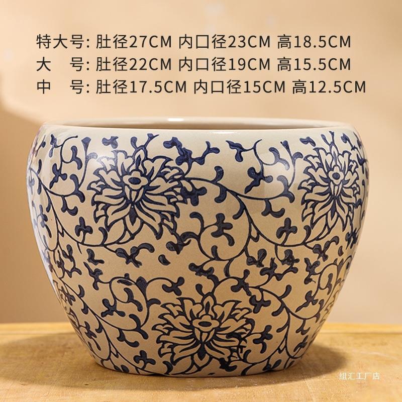 古典北欧风花盆陶瓷大号室内外落地多肉绿植盆栽特大口径