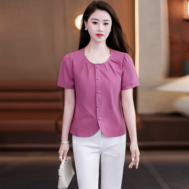 短袖衬衫女2025新款夏季时尚减龄小个子短款宽松上衣休闲百搭小衫