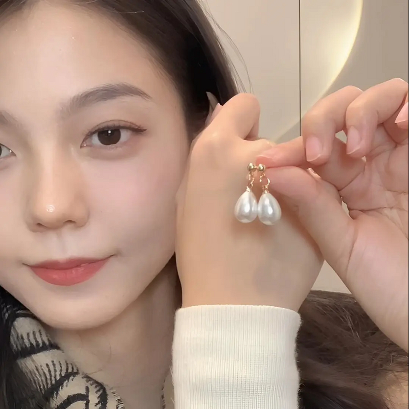 合金仿珍珠耳饰 水滴珍珠简约新中式仿珍珠SX