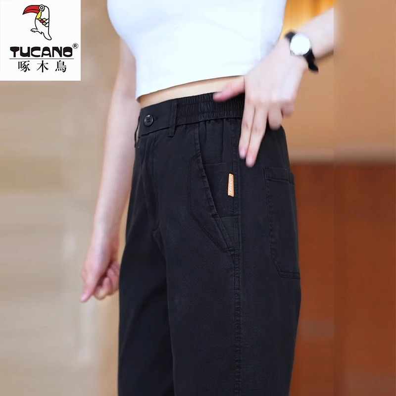 啄木鸟秋季2025新款莱赛尔休闲裤男士中年爸爸装百搭阔腿直筒长裤