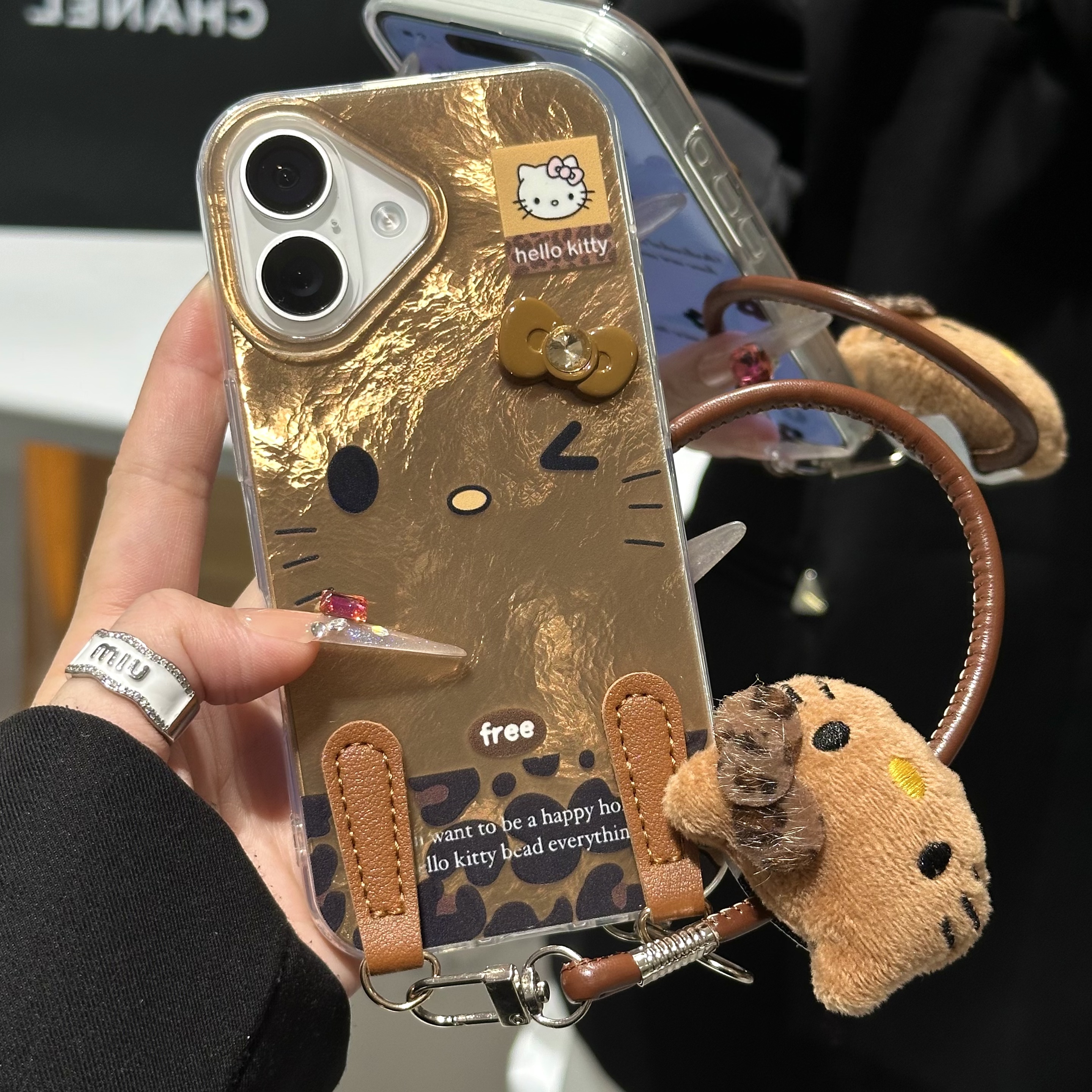 凯蒂表情公仔挂绳适用苹果16/17手机壳iPhone15小米14vivoppo华为