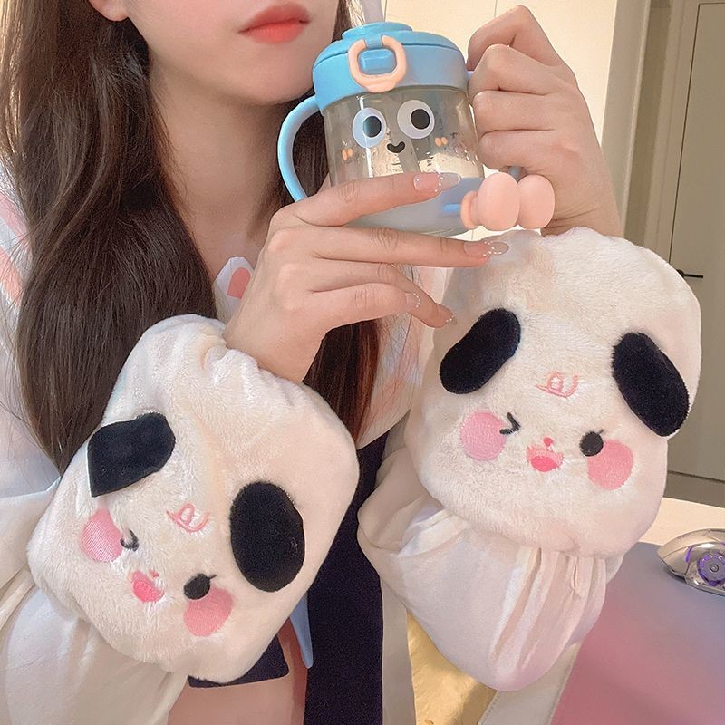 日单冬季ins羽绒服防脏袖套可爱袖笼毛绒保暖套袖工作耐脏袖头