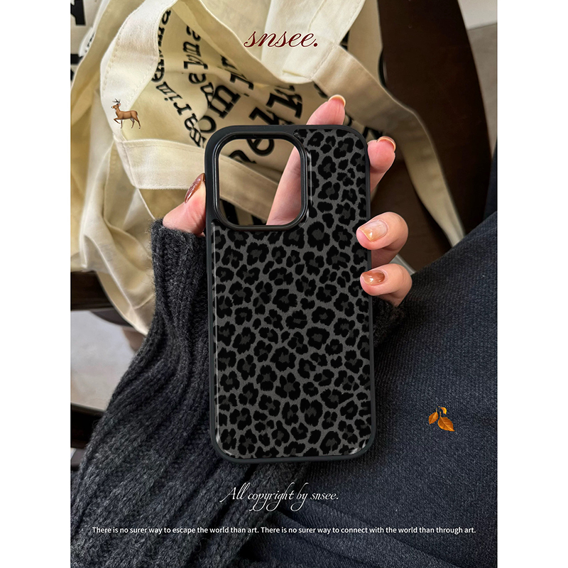 韩系滴胶高级网感暗系豹纹小众适用苹果17pro女iphone16手机壳