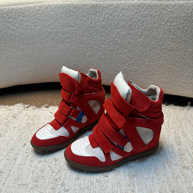 欧货真皮女鞋2025秋季新款时尚百搭魔术贴内增高休闲高帮鞋单鞋潮