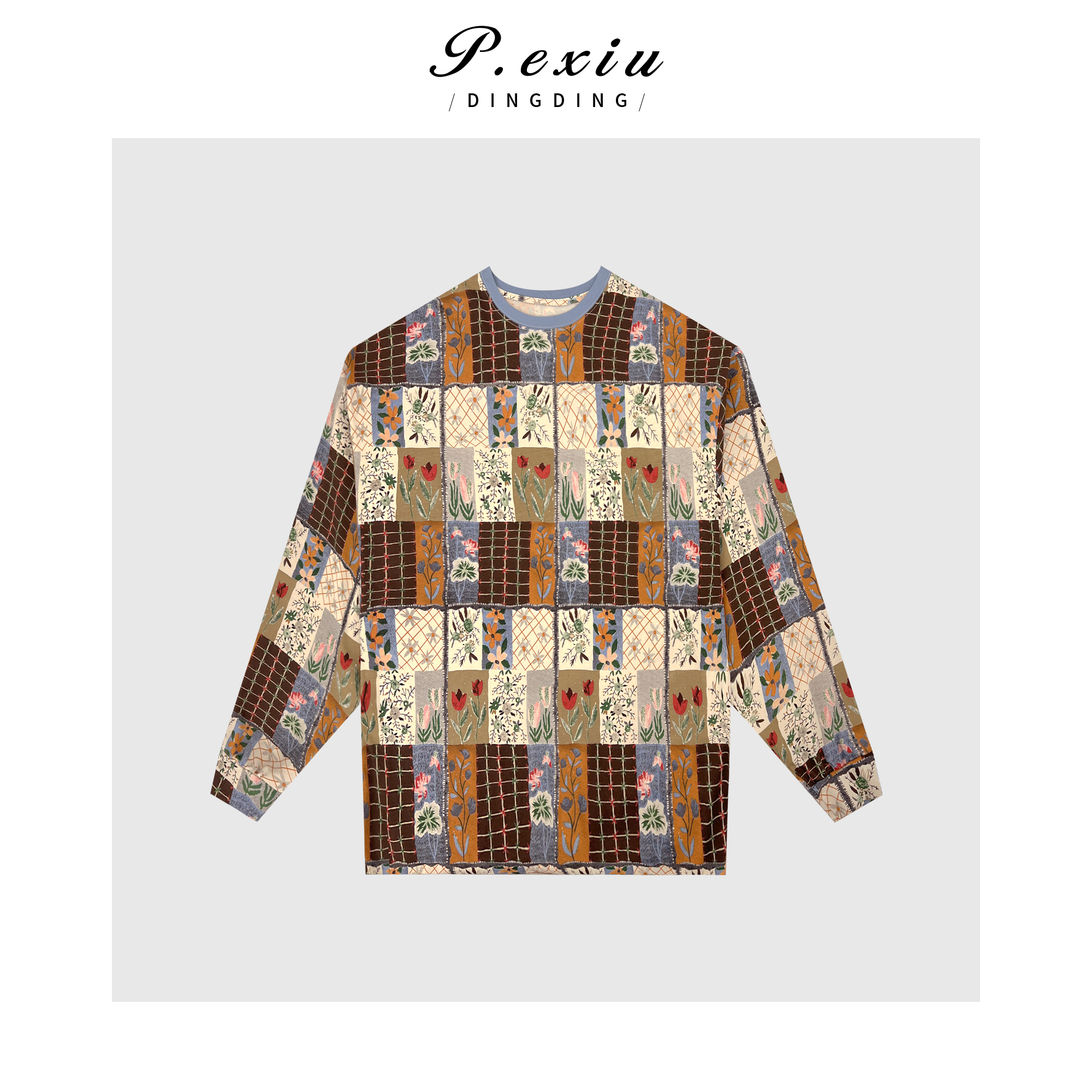PanYiXiu/潘依绣复古分割设计格子印花上衣 W-63058