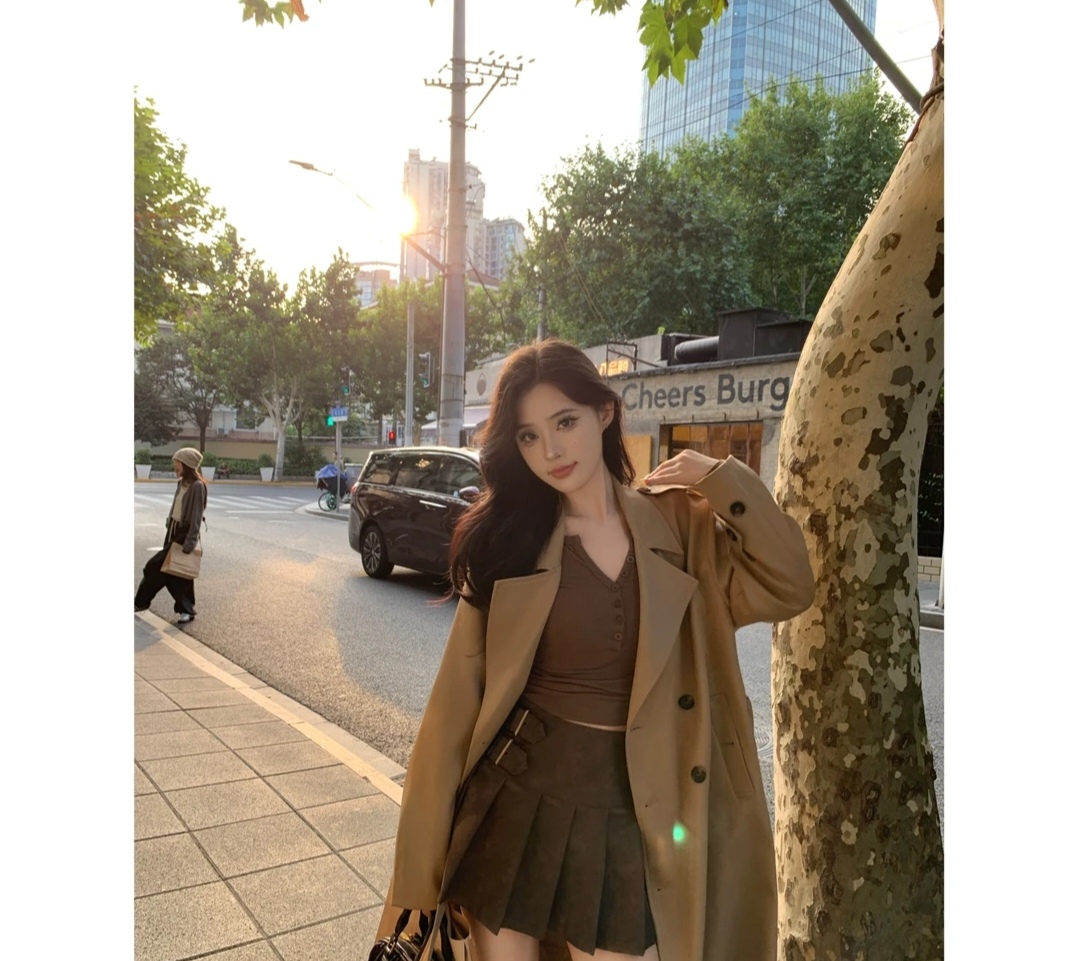 【城市漫步】日系风衣外套2025秋季新款高级感宽松卡其色英伦穿搭