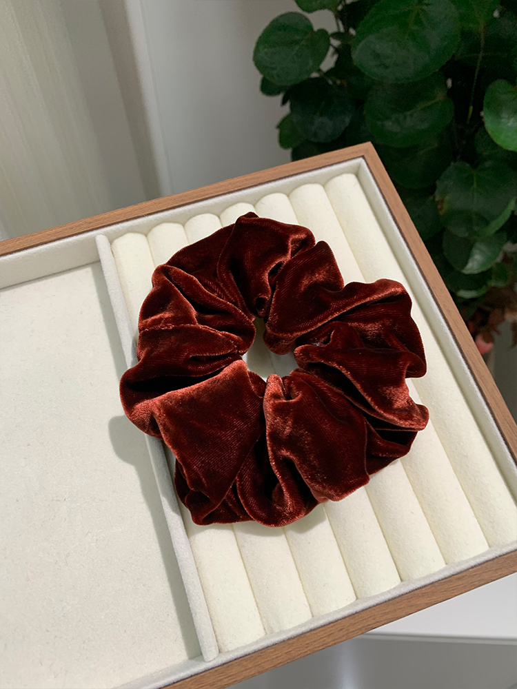 【真丝发圈红色头绳】100%桑蚕丝四季新中式大肠圈简约手工真丝发饰