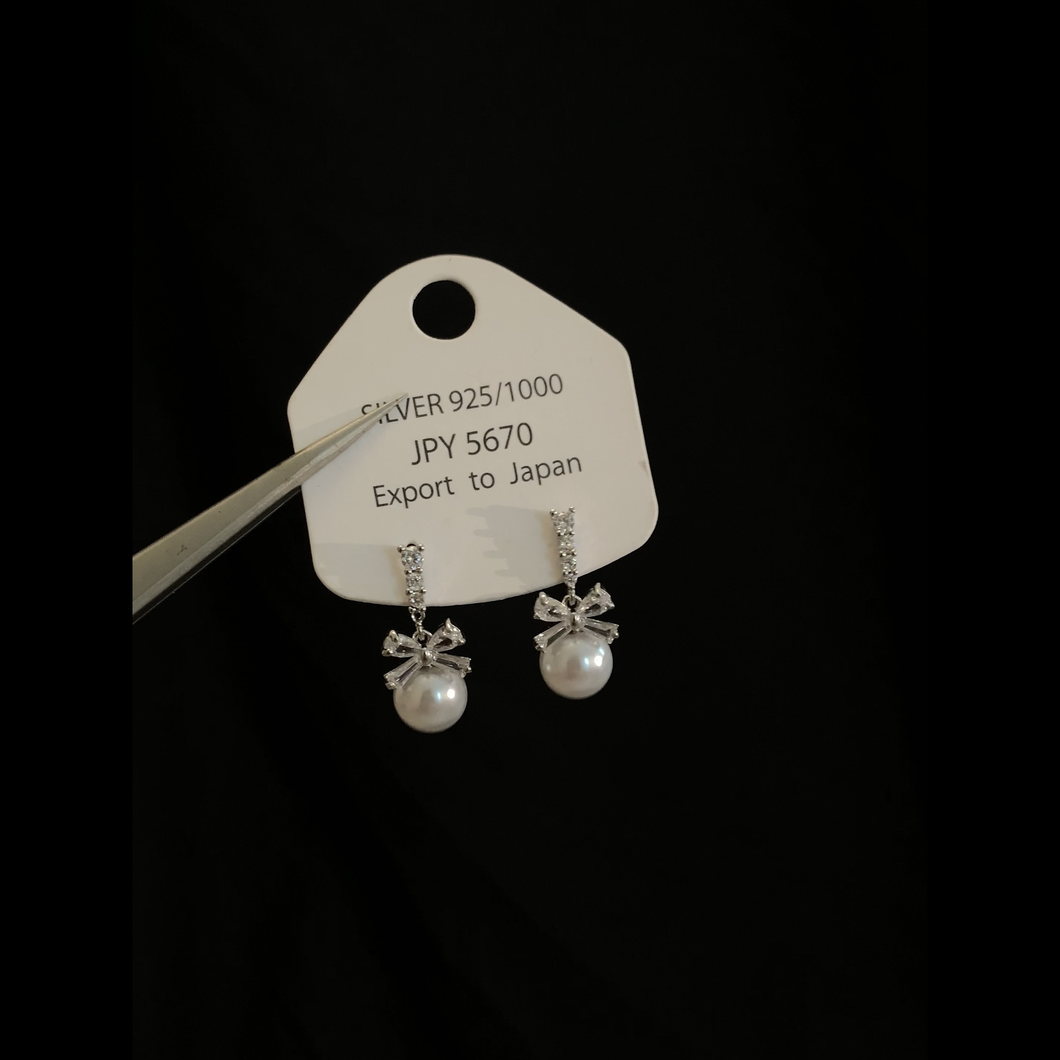 合金耳饰 ins风千金风女银色蝴蝶结耳钉小众手工欧若假日风耳环