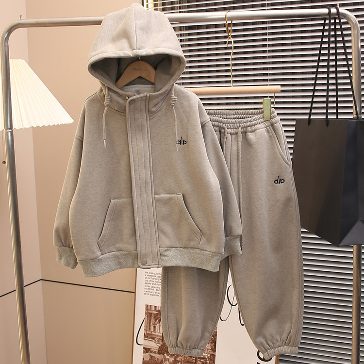 儿童装男童冬装加绒外套套装2025新款中大童秋冬季加厚男孩帅气潮