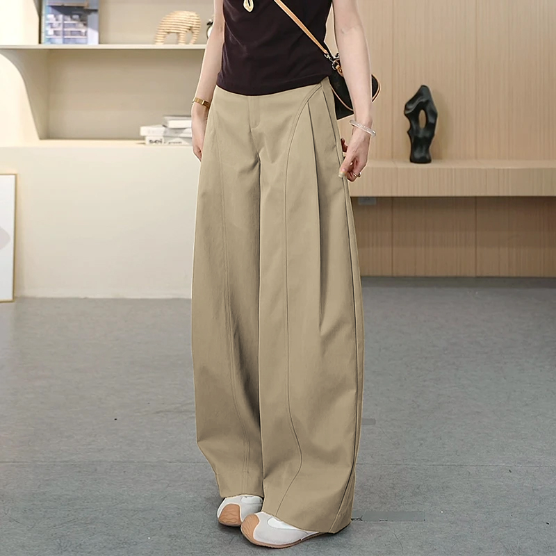 设计感宽松阔腿裤子女2025年春秋新款垂感休闲弯刀裤遮胯香蕉裤子