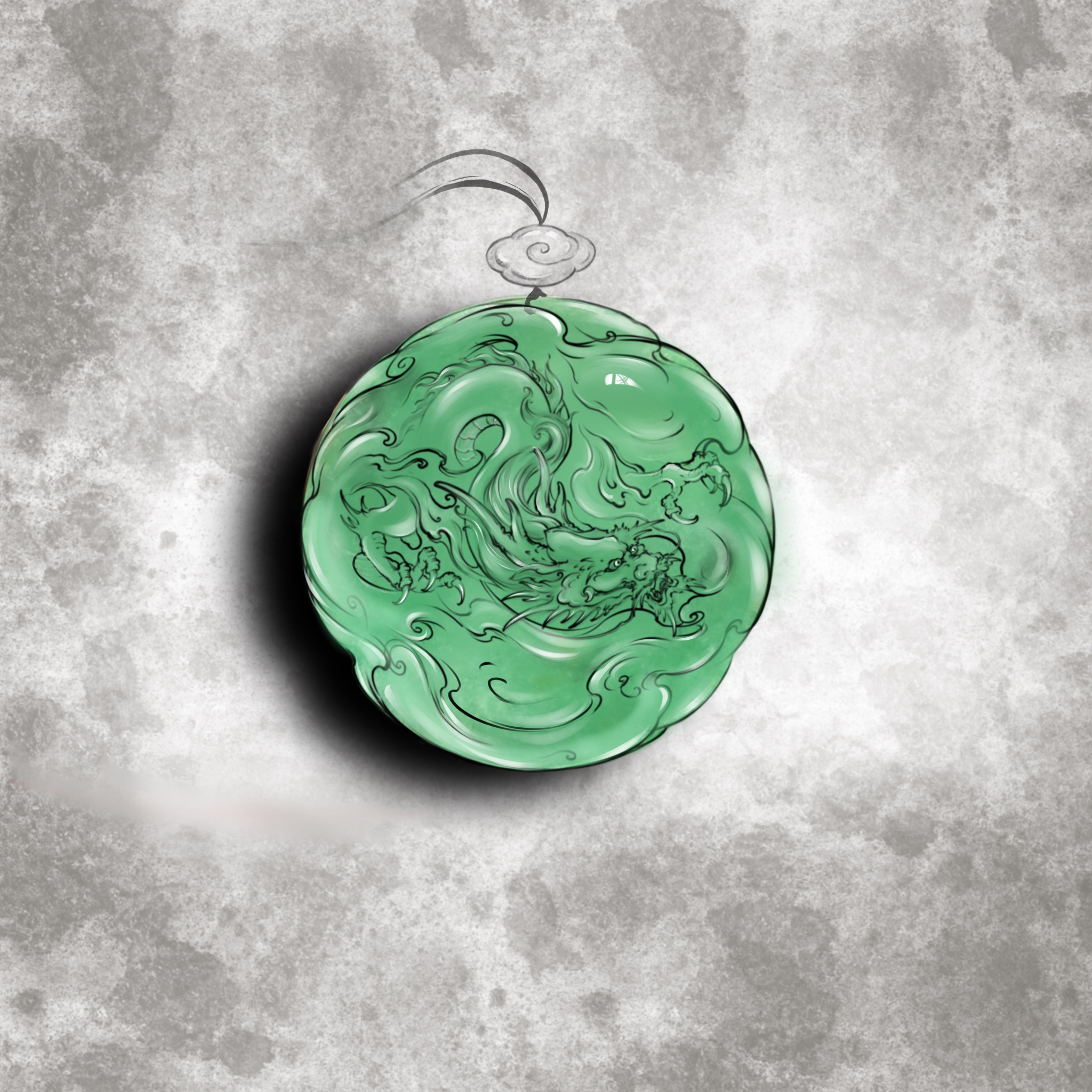 天然缅甸A货翡翠龙牌圆牌绿色吊坠雕刻定制包工