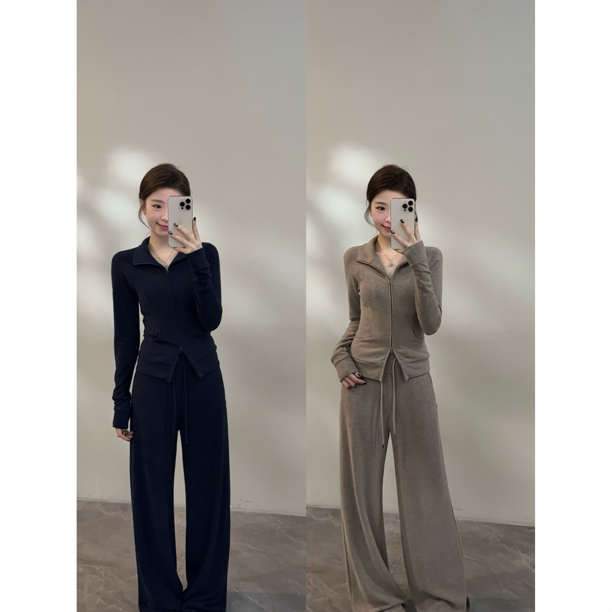 【颂宋】冬季新款休闲慵懒时尚套装上衣抽绳长裤阔腿裤长袖DT1692