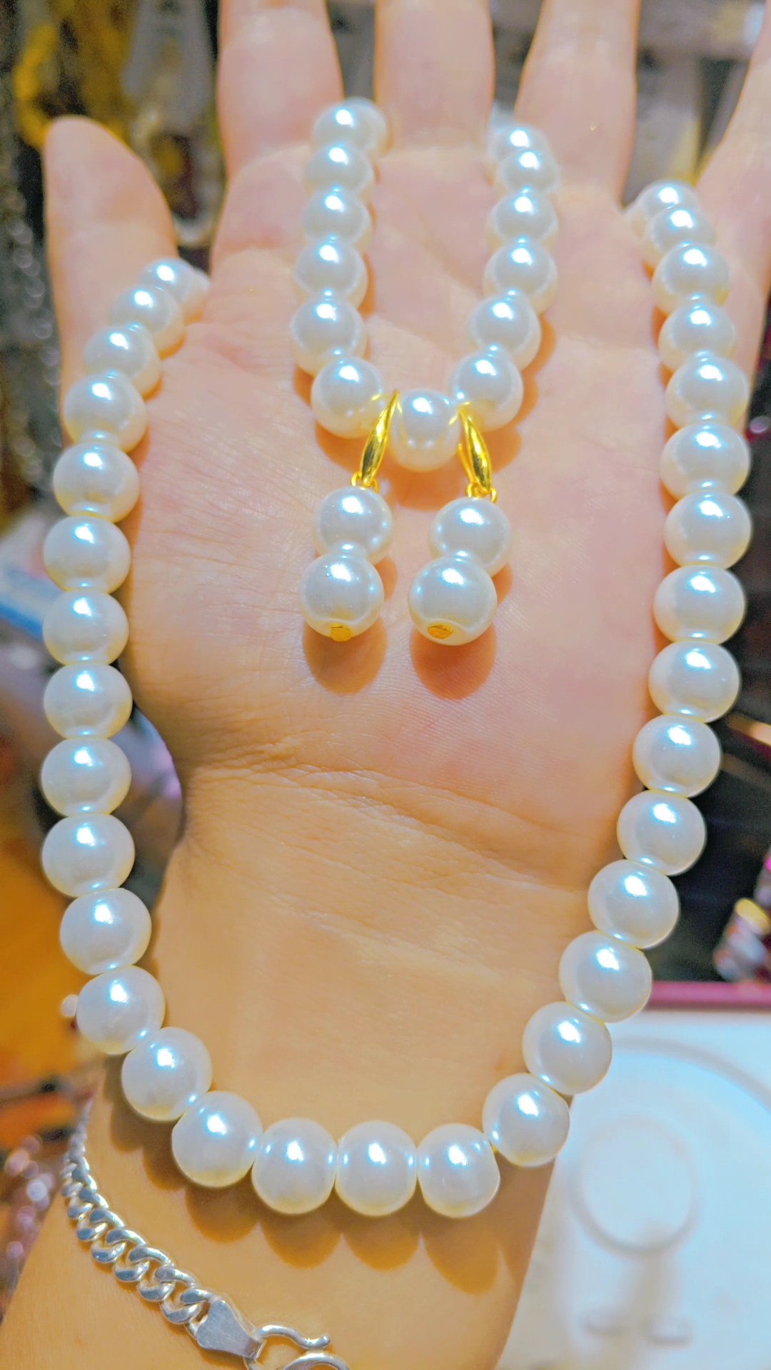 铜合金仿珍珠项链 21cm(含)-50cm(含)轻职风经典精致简约银扣女