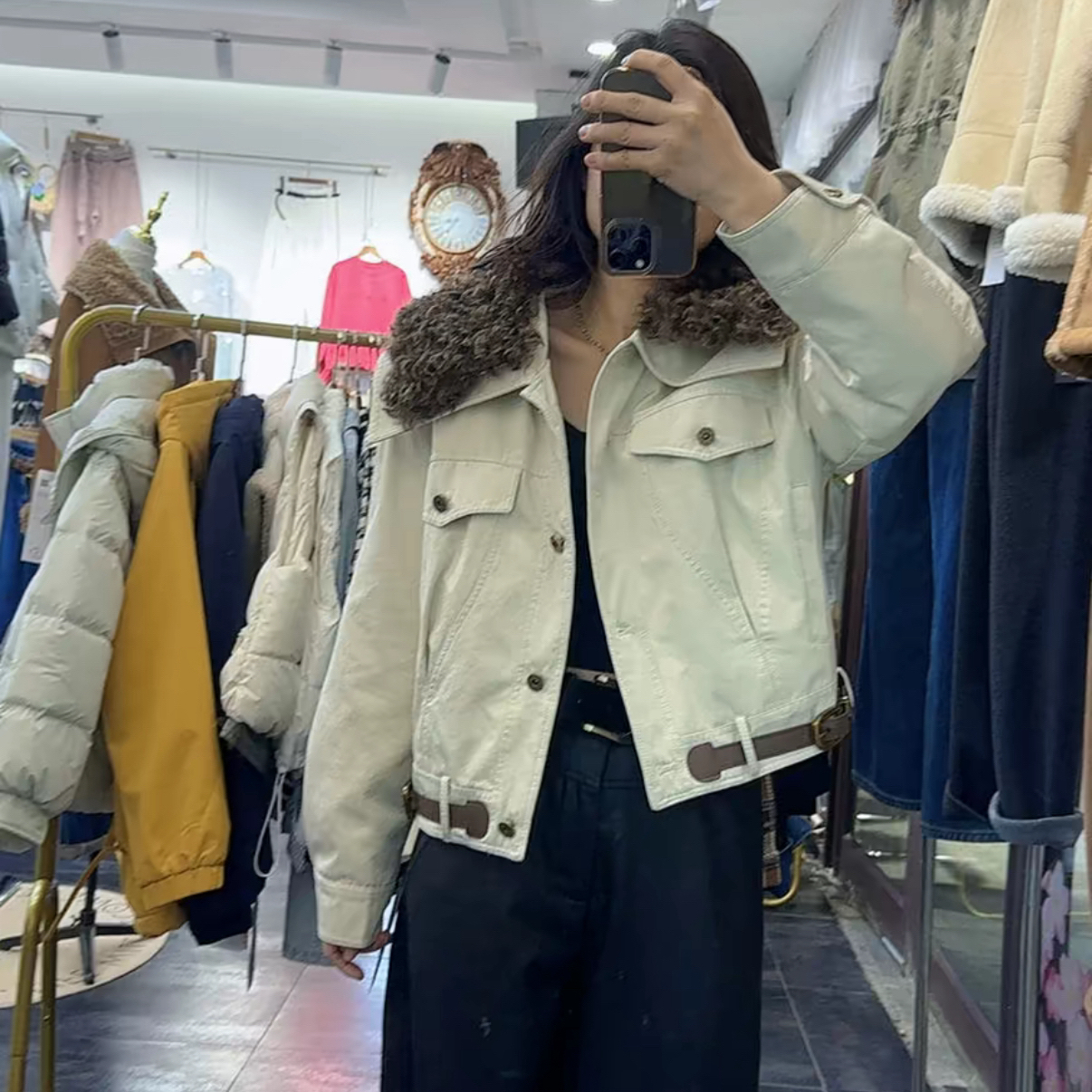 秋冬新款加棉加厚二棉活毛领短款外套棉衣棉服女减龄设计青春通勤