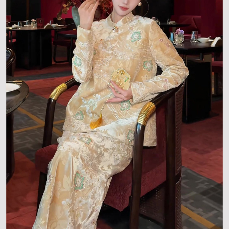 新中式国风女装上衣半裙套装2025秋冬新款时尚洋气百搭复古两件套