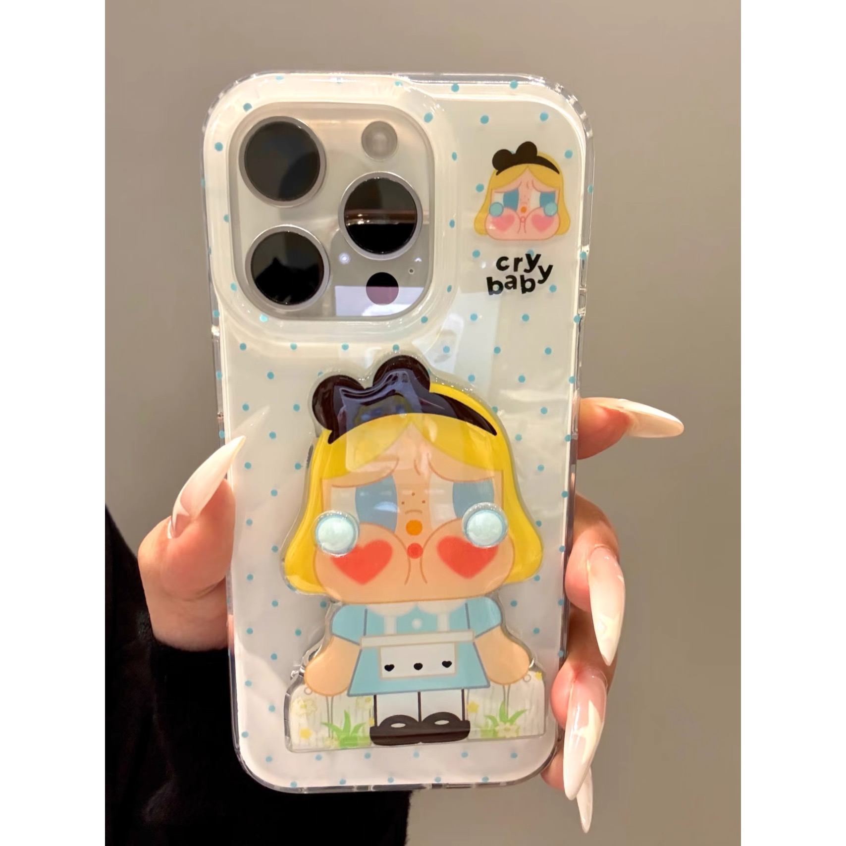 欧克里里黄短发女孩镜子支架适用苹果16手机壳华为vivo小米15oppo