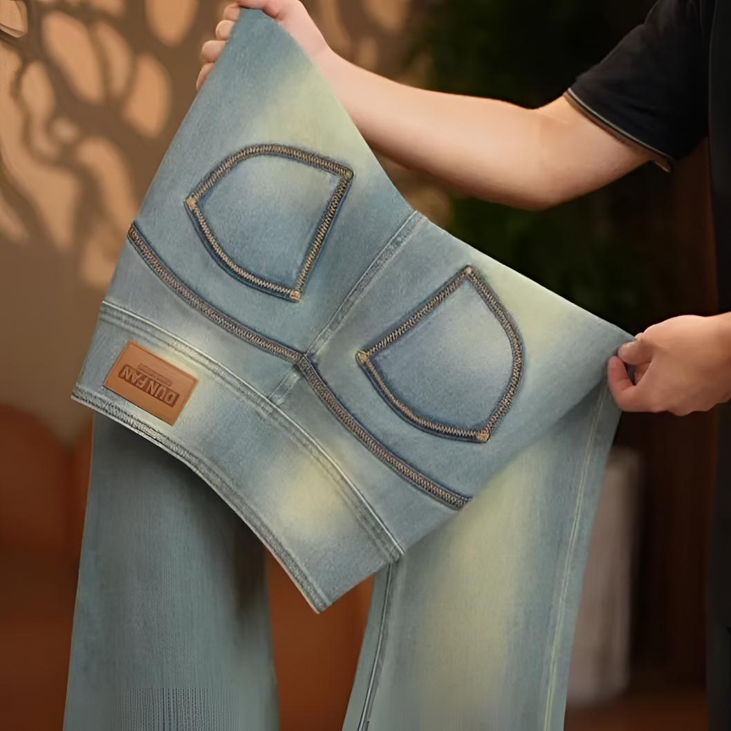 【浅蓝色】微喇裤复古秋季新款四面弹蜜桃臀牛仔裤女提臀显瘦高腰