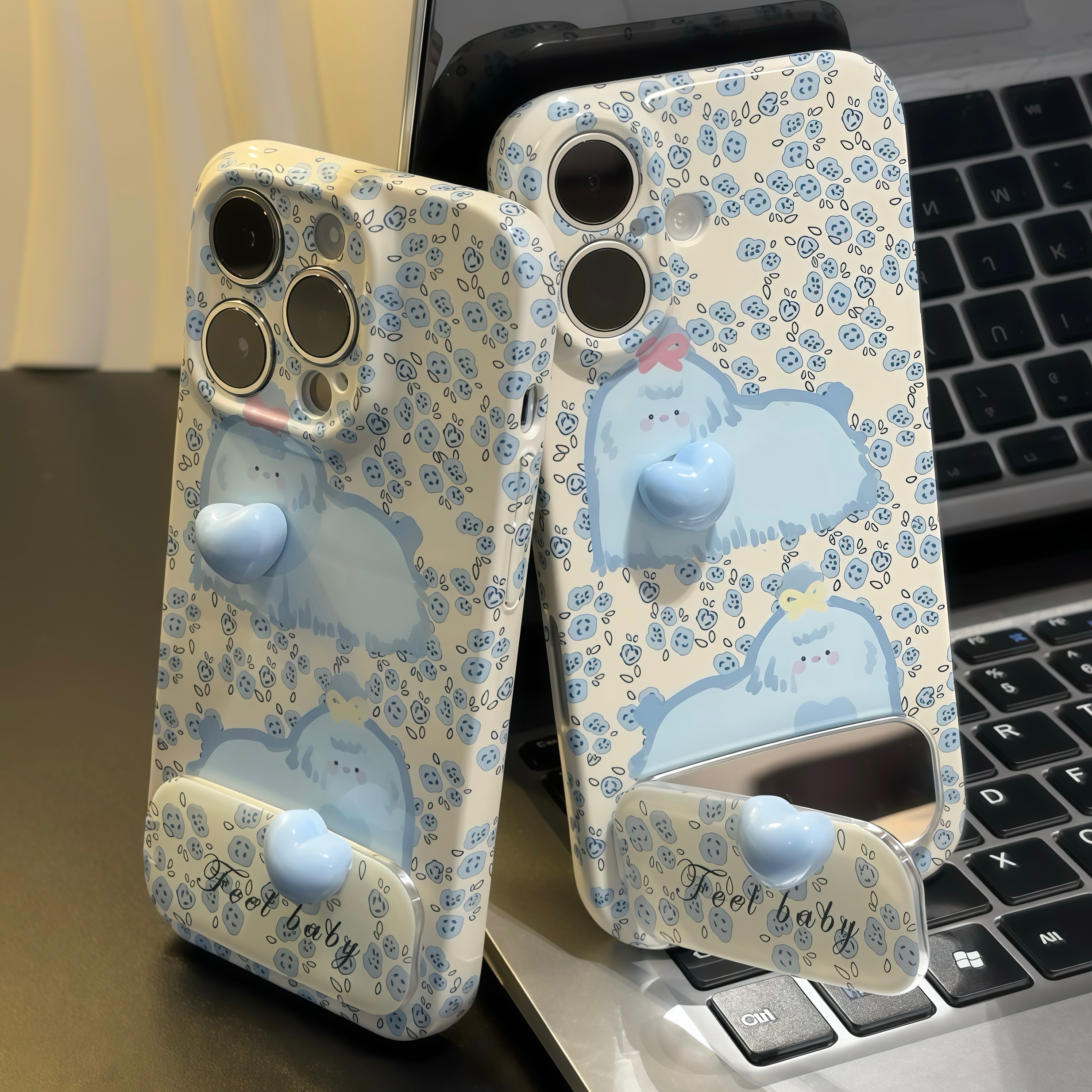 蓝翠花狗狗支架适用苹果16手机壳iPhone15小米14女vivoppo华为p70