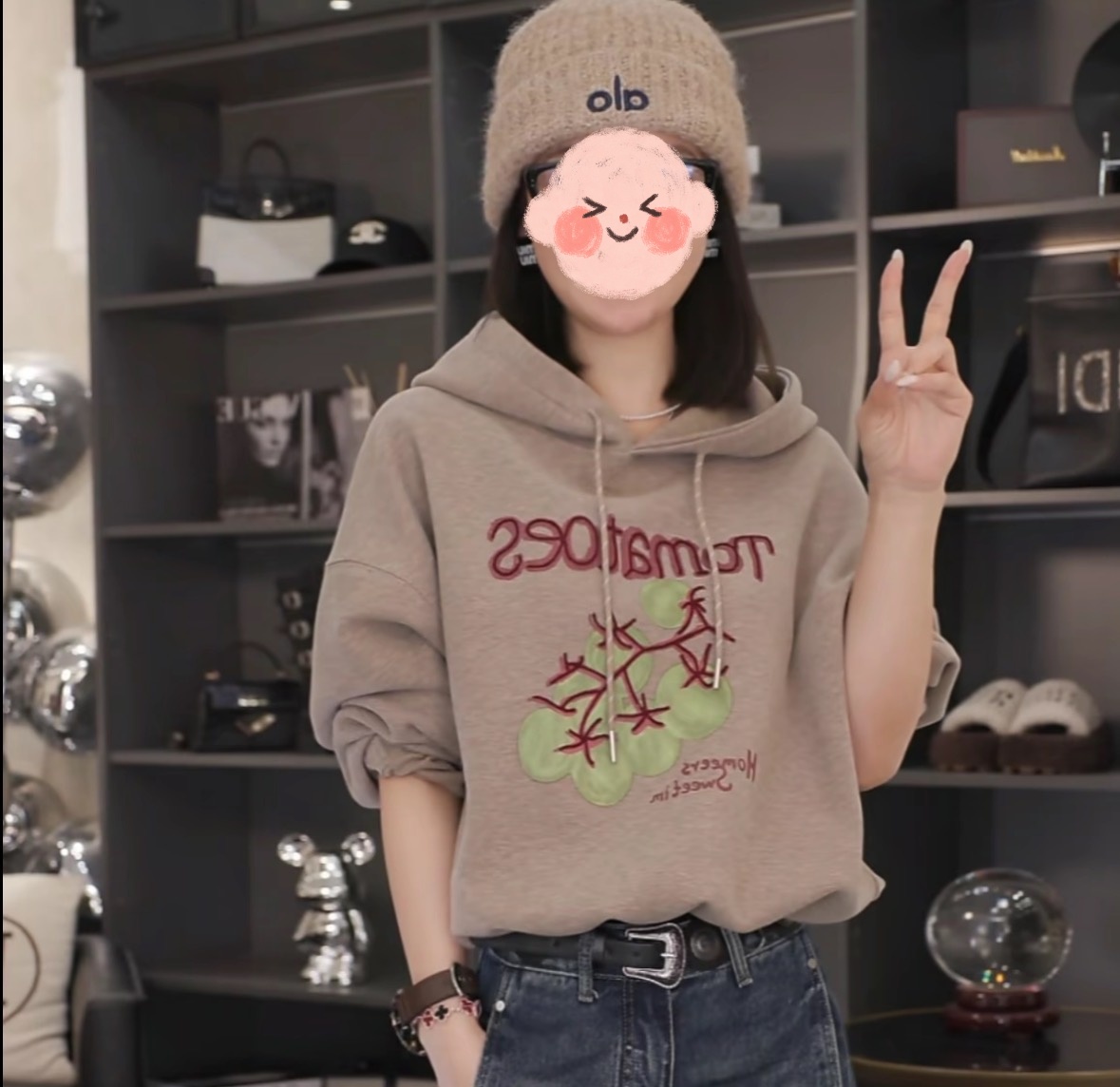 西红柿双面德绒连帽女卫衣2025秋冬新款时尚保暖发热打底正肩上衣