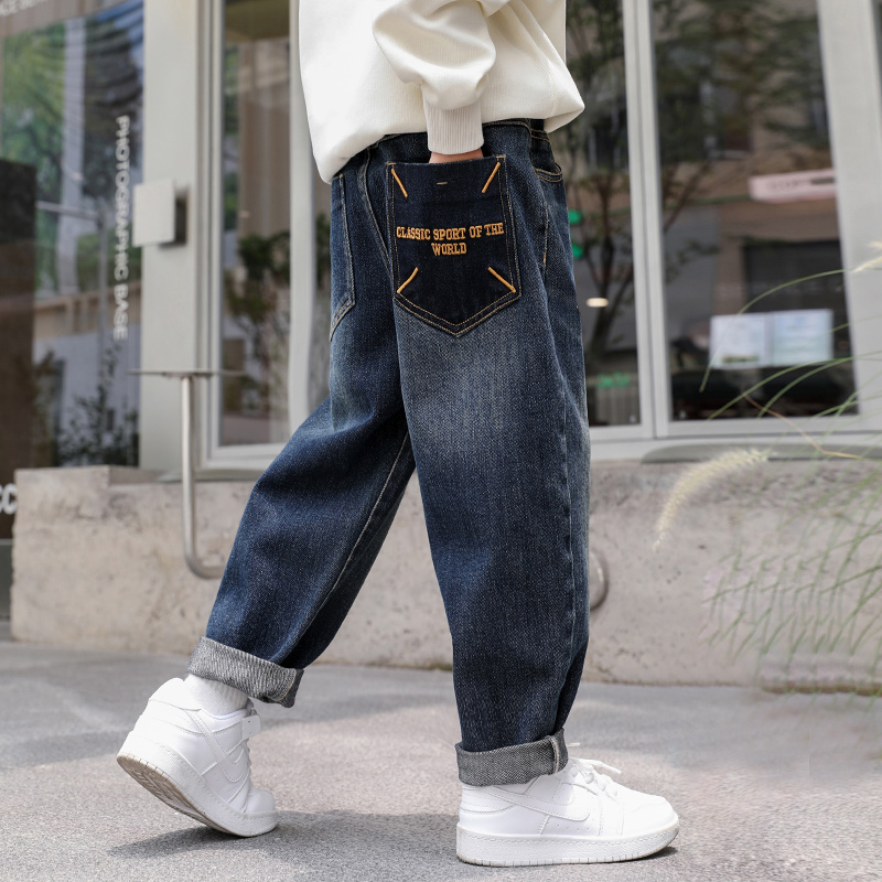 男童牛仔裤春秋款中大童休闲长裤宽松2025儿童裤子弹力洋气百搭潮