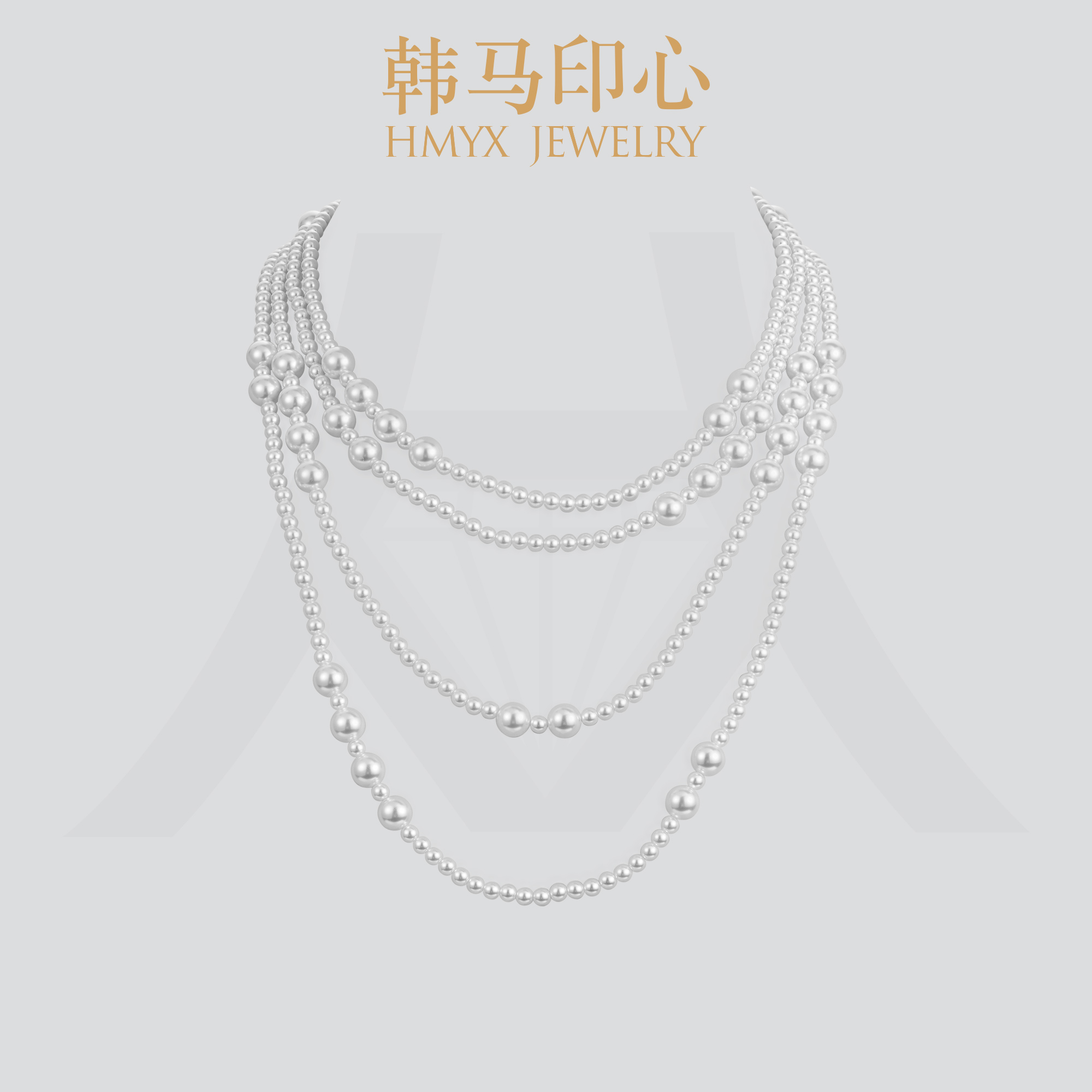 链子925银仿珍珠 气质长款珍珠链叠戴时尚多层毛衣链