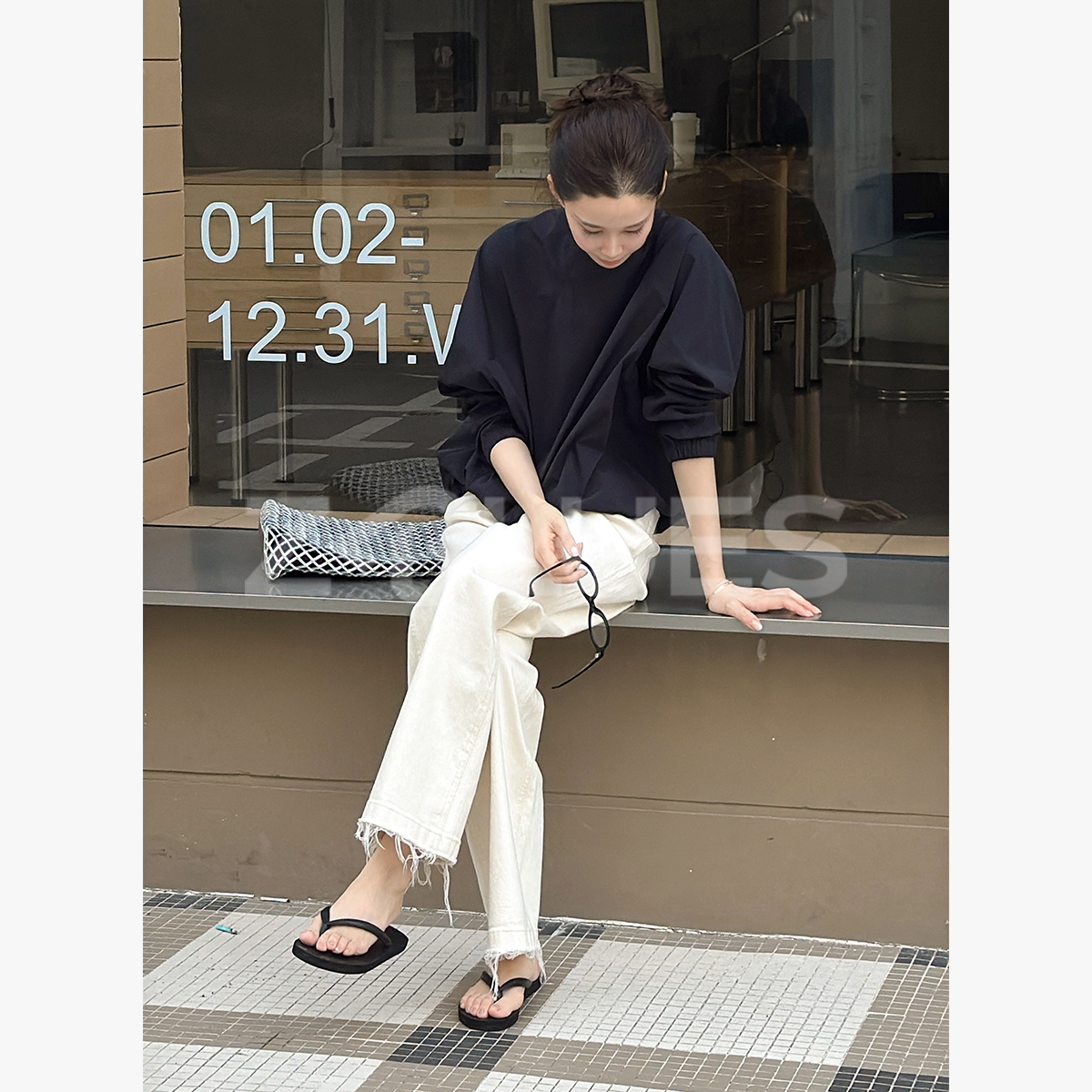 Z.blues【灵魂毛须裤】纽扣门襟棉质直筒牛仔裤YZASNZ6006