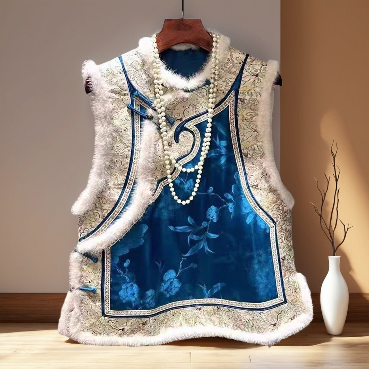 新中式国风加绒加厚马甲女2025秋冬新款复古盘扣提花坎肩背心289