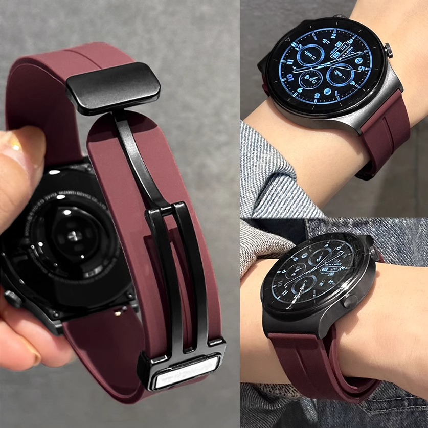 适用华为GT5手表watch4/3pro新款透气GT4/3/2pro磁吸硅胶运动表带