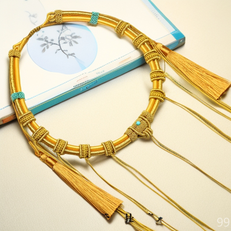 宝宝周岁项圈儿童项链绳手工编绳中国风4mm双管云淡风轻