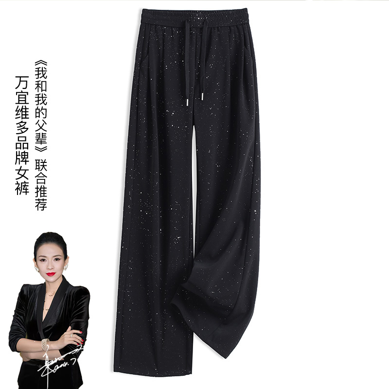 【闪亮醋酸阔腿裤】全包抽绳柔软透气 秋季 休闲出行必备女裤 B588