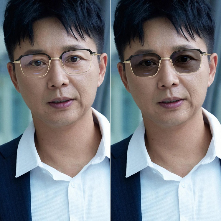 变色老花镜男士时尚百搭可配防蓝光防辐射眉线框中老年高档眼镜潮