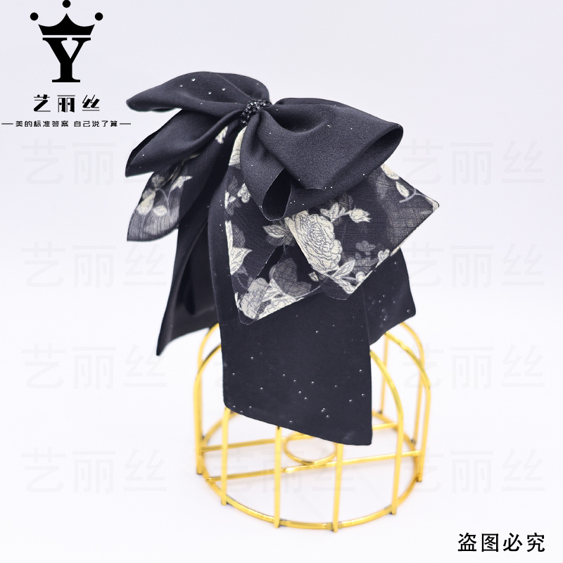艺丽丝巴黎王妃 轻薄印花款 [烟雨海棠]马尾夹 YL960黑色发卡