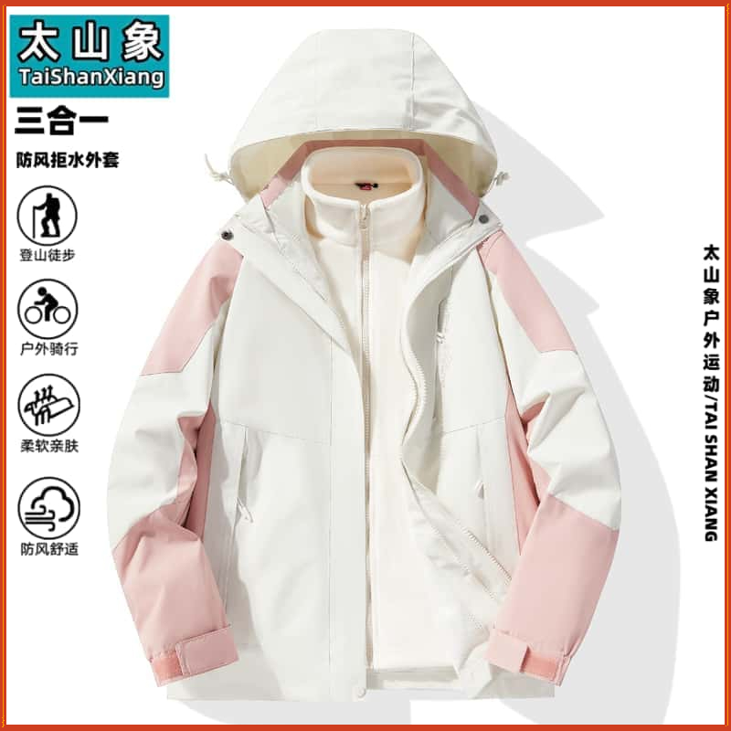 2026新款两件套冲锋衣男女秋冬加绒加厚三合一防风防水登山服外套