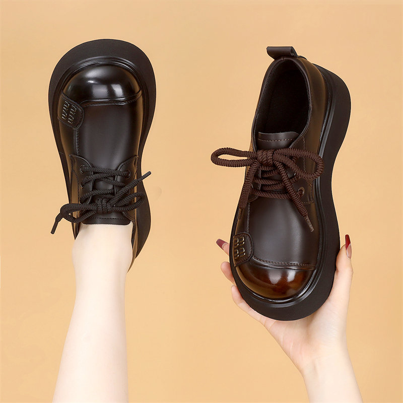 复古小皮鞋女2025春季新款洋气配裙显瘦圆头单鞋不累脚厚底乐福鞋