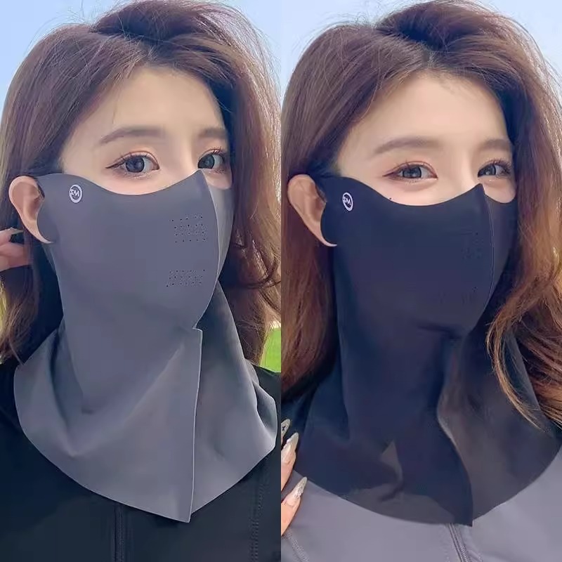 5D软骨防晒口罩女夏冰丝凉感透气UPF护脖面罩长款户外骑行脸基尼