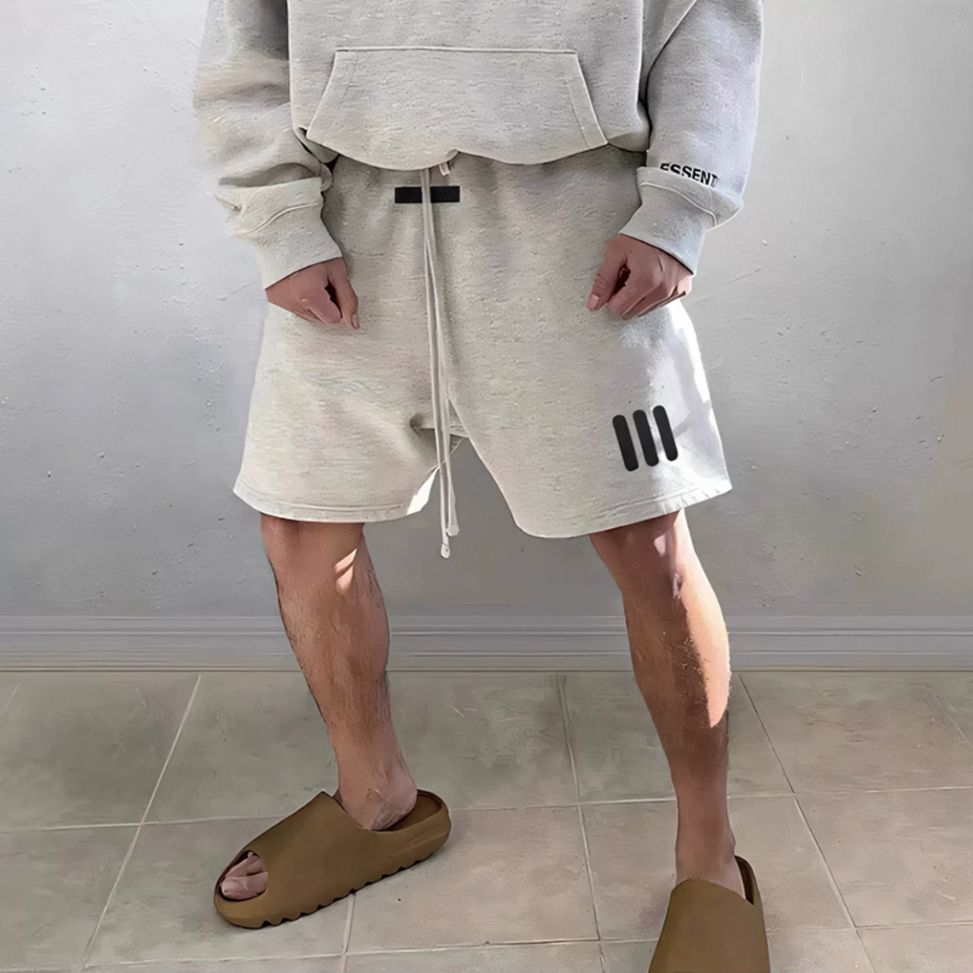 FOGCRAZY主线ESSENTIALS联名三条杠宽松休闲情侣短裤男士潮流夏季