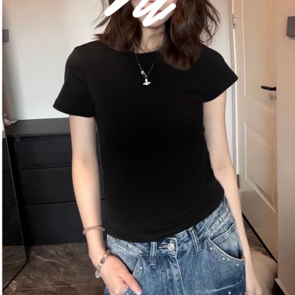 甜甜家 微胖大码【版型超正】百搭显瘦正肩短袖