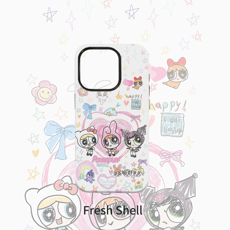 涂鸦飞天小女警菲林二合一适用苹果VIVO华为OPPO小米一加手机壳