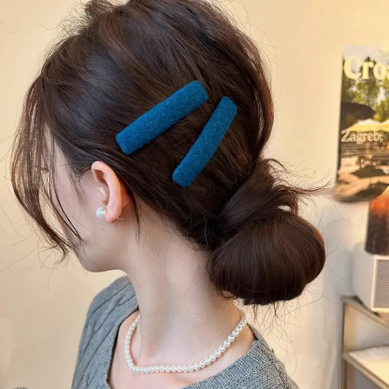 一对装！蓝色毛昵bb夹发夹侧边夹2025款一字夹子碎发卡前额刘海夹