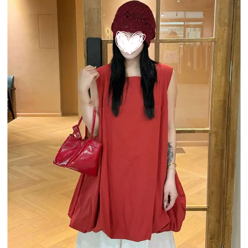 蓬蓬云朵|春夏甜美无袖裙子褶皱设计百搭宽松背心裙花苞裙