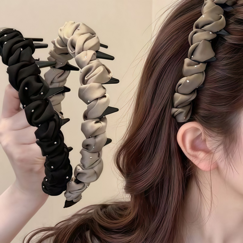 满天星缎面缠绕齿梳发箍女简约时尚发卡蓬松高颅顶显脸小头箍发饰